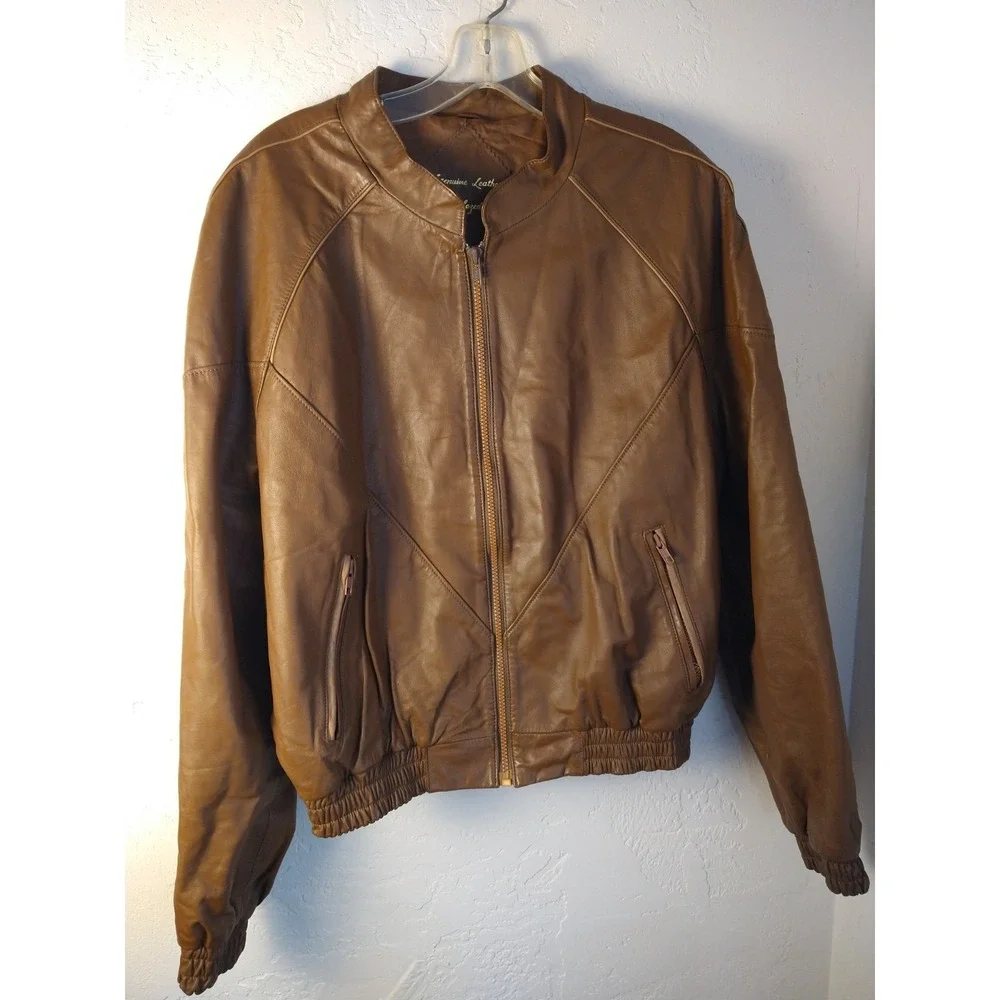 Vtg Wells Of Nottingham Men 46 Leather Bomber Jacket Coat 70s Super Glazed Nappa